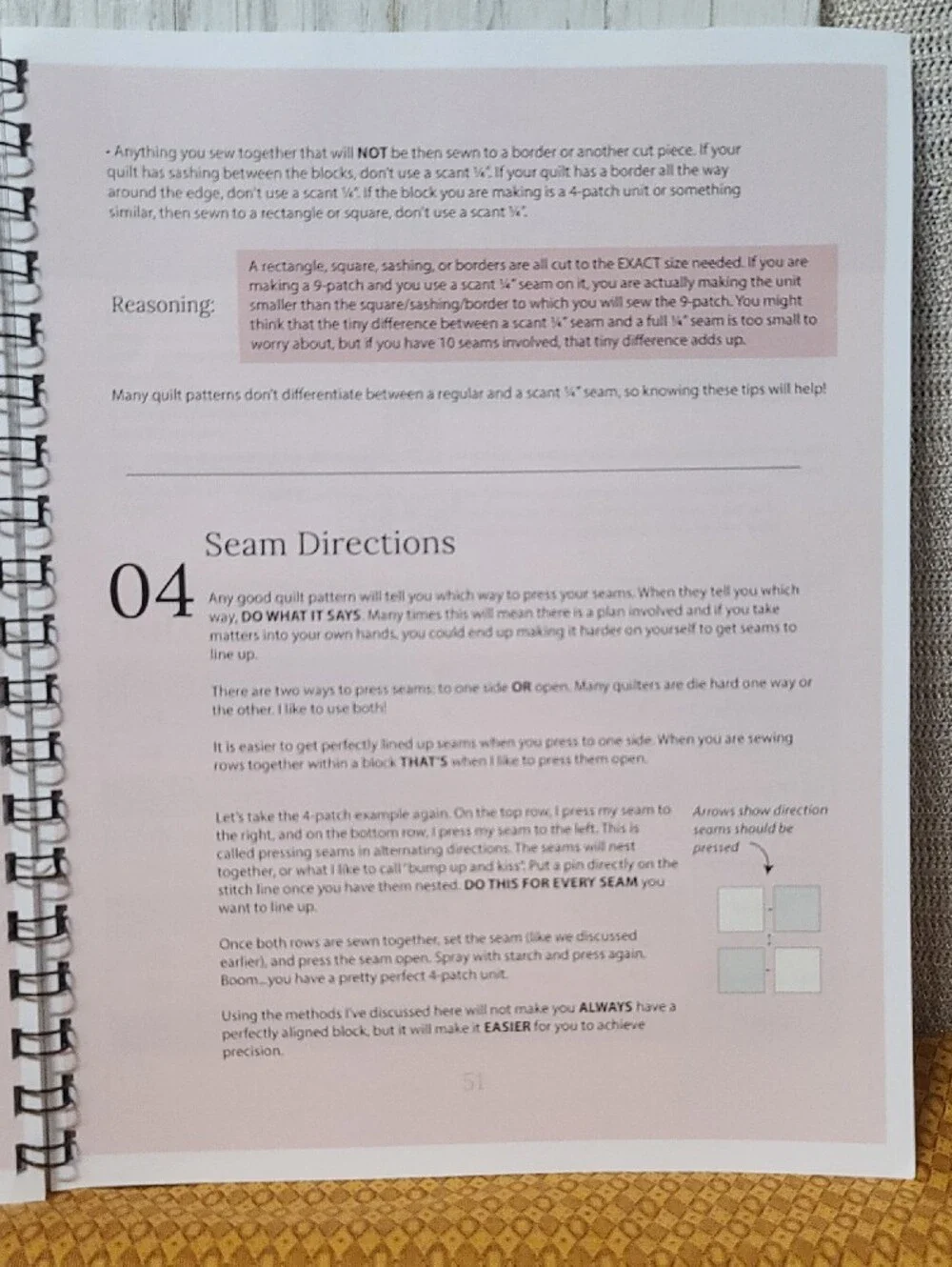 Quilting Journal — Spiral Softcover Pink Notebook for Notes & Planning NWT